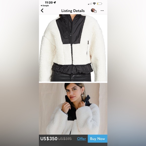 Jackets & Blazers - PHILLIP LIM CRM/BLK SHERPA BONDED CROPPED JACKET PTP APPROX. 21” great condition